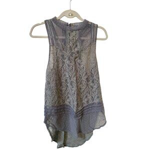 Free People Lace Mesh Sheer Sleeveless Tunic Dress Black M Boho